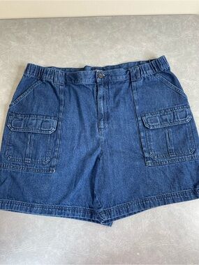 croft & barrow 100% Cotton Denim Cargo Shorts in Blue